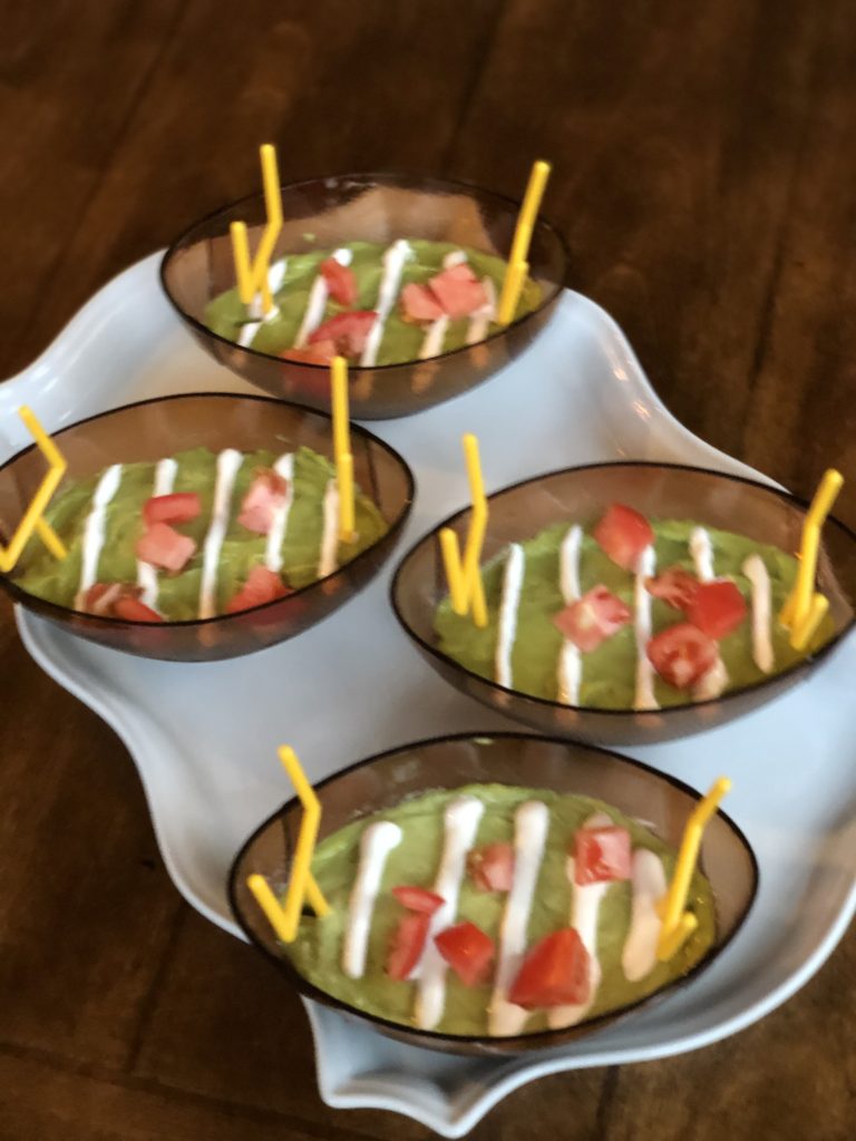 DIY Football Field Guacamole Bowls