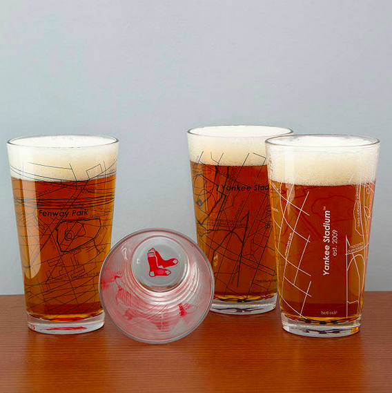 Baseball Park Map Pint Glasses - Uncommongoods.com 