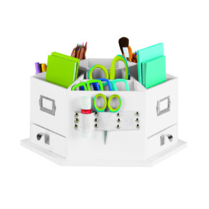 Closeup shot of a box with different items